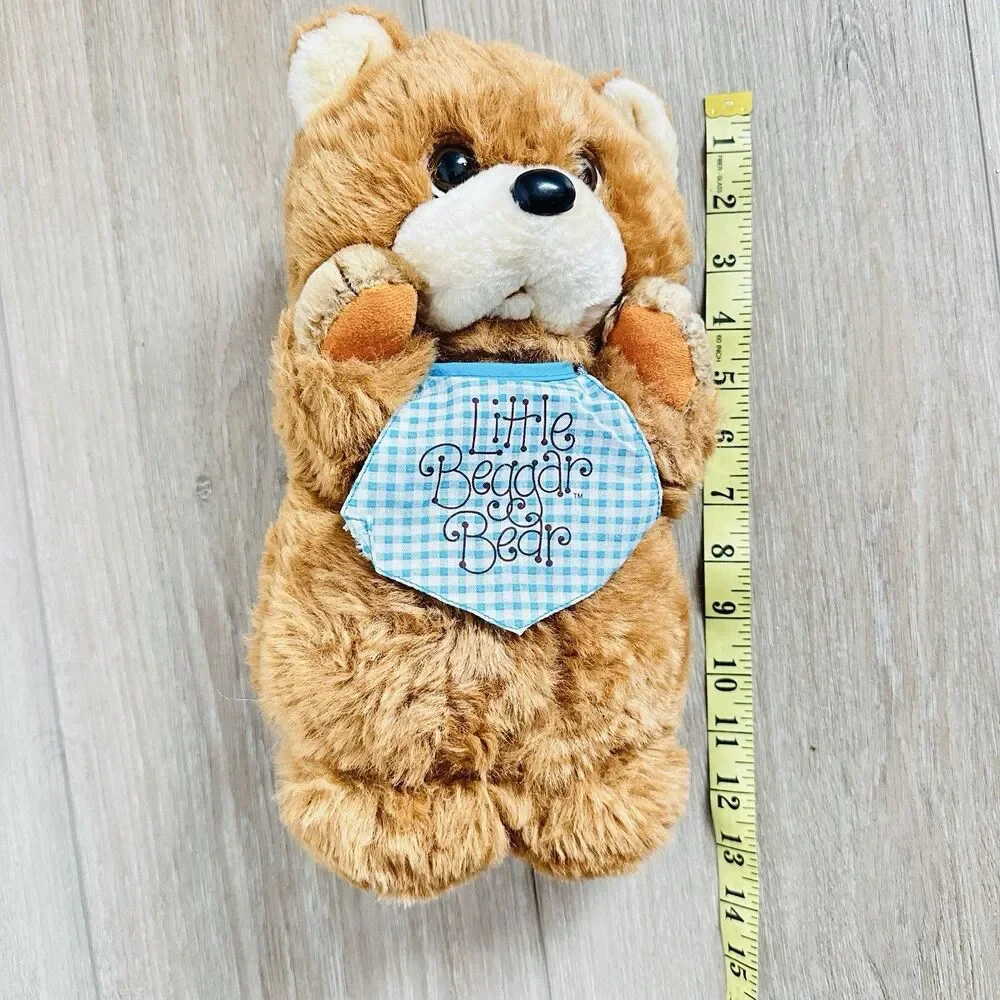 Vintage Little Beggar Bear Bib 1984 Applause Plush Stuffed Animal 12